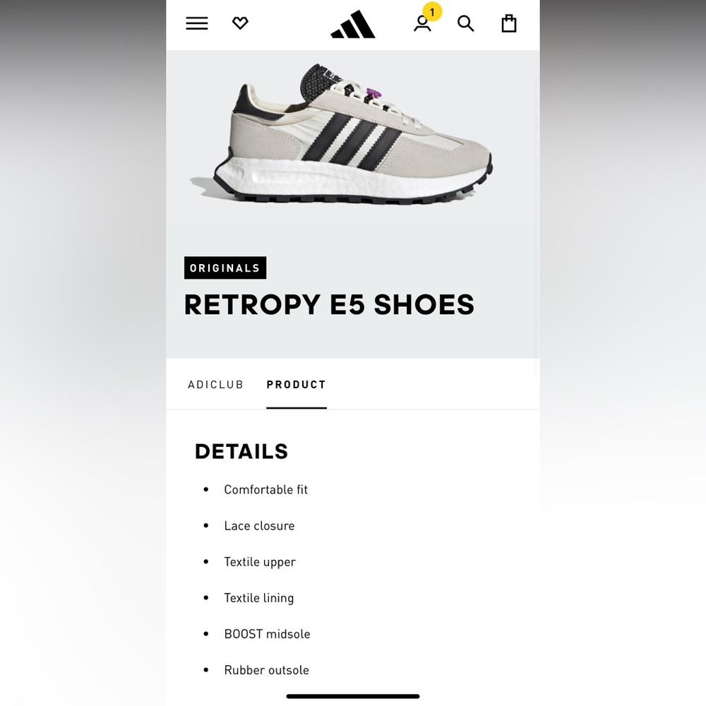 Adidas Retropy 5 sneakers - like new condition only worn a few times